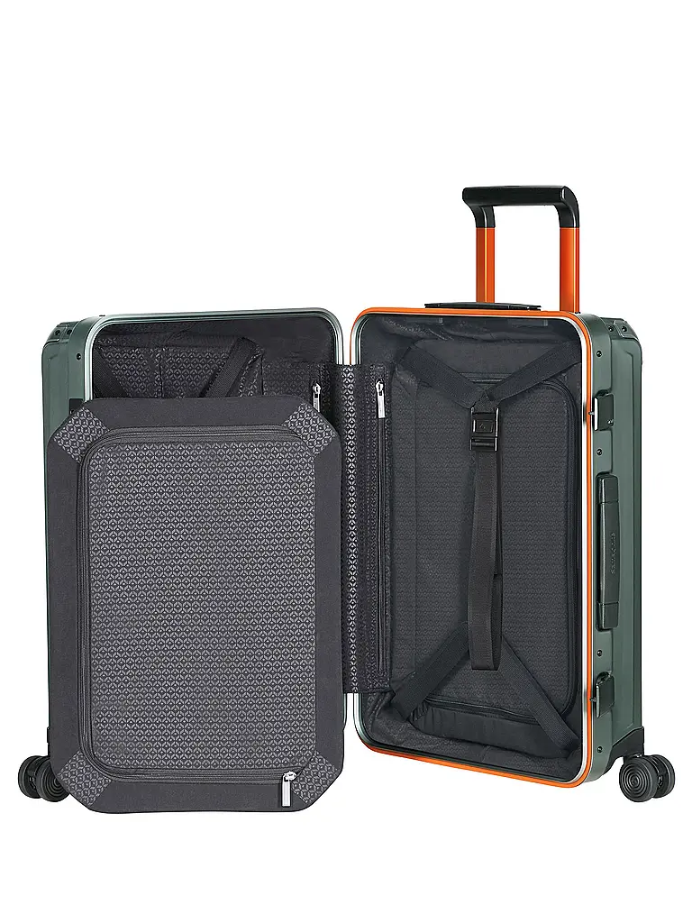 SAMSONITE | Trolley Lite-Box Alu™ 55cm Sage / Orange | Dunkelgrün