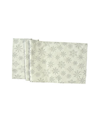 SANDER | Chemin de table de Noël 50x140cm CRISTALLO LUCE Écru/Argent