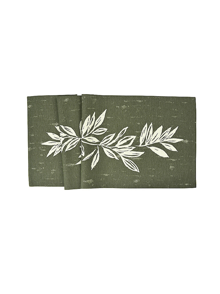 SANDER Tischläufer BIG LEAVES 50x140cm Khaki dunkelgrün – SANDER