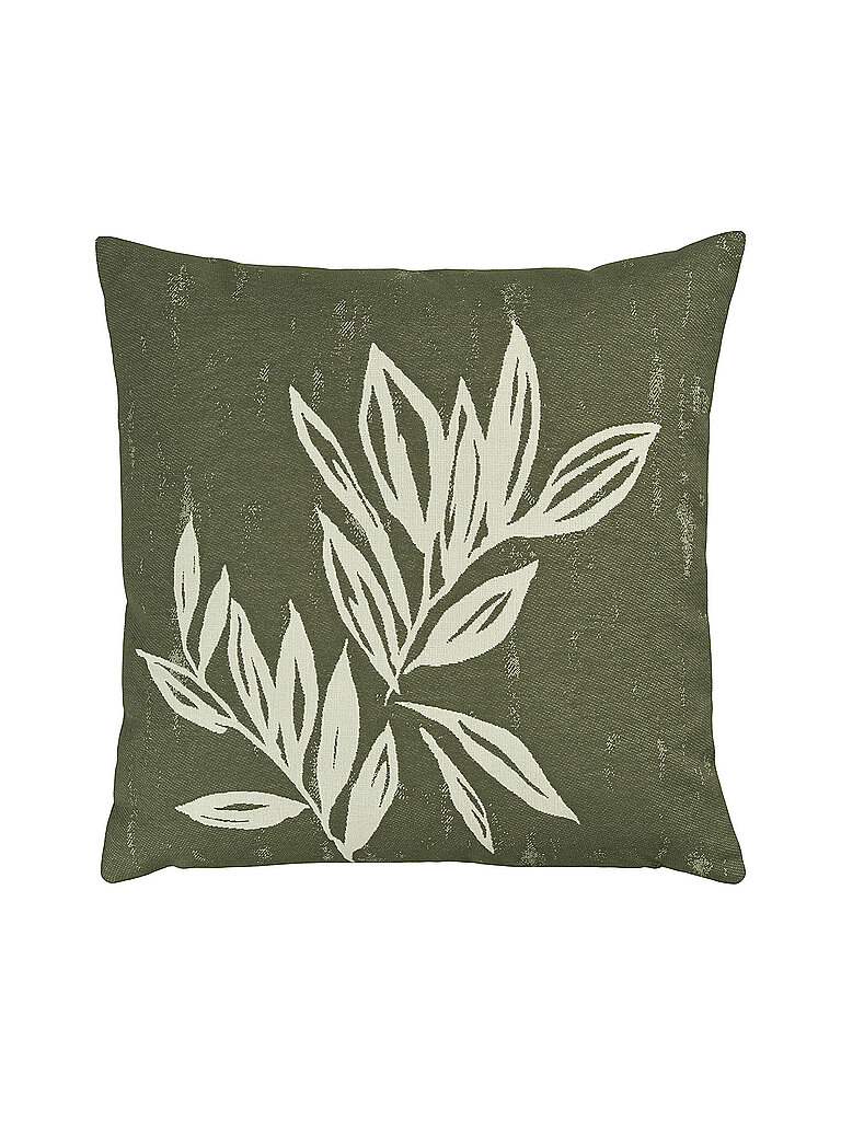 SANDER Kissenhülle 50x50cm BIG LEAVES Khaki dunkelgrün – SANDER