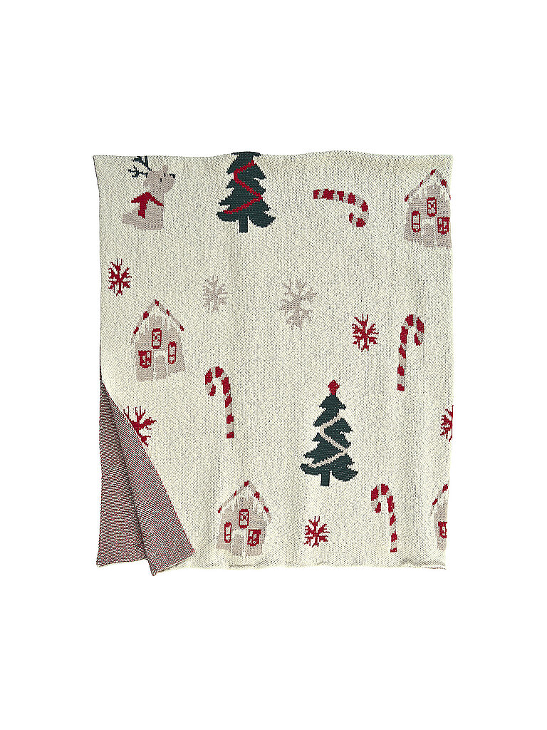 SANDER Couvre-lit de Noël - Plaid 130x170cm MERRY DOGS Original beige
