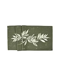 SANDER | Tischläufer BIG LEAVES 50x140cm Khaki | dunkelgrün