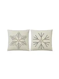 SANDER | Weihnachts Kissenhülle 45x45cm SNOWFLAKES Red | creme