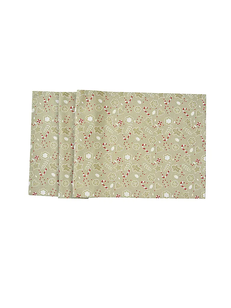 SANDER | Weihnachts Tischläufer 50x140cm GINGER MAN Beige/Red | beige