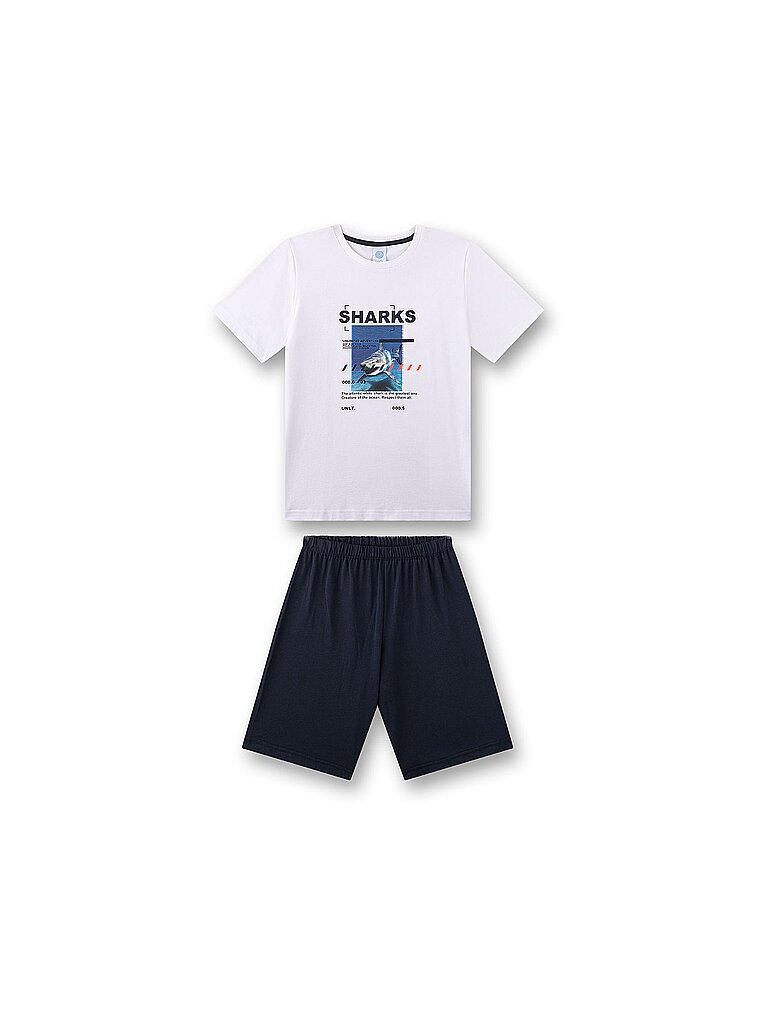 SANETTA Jungen Pyjama 2-teilig T-Shirt und Shorts weiss | 140