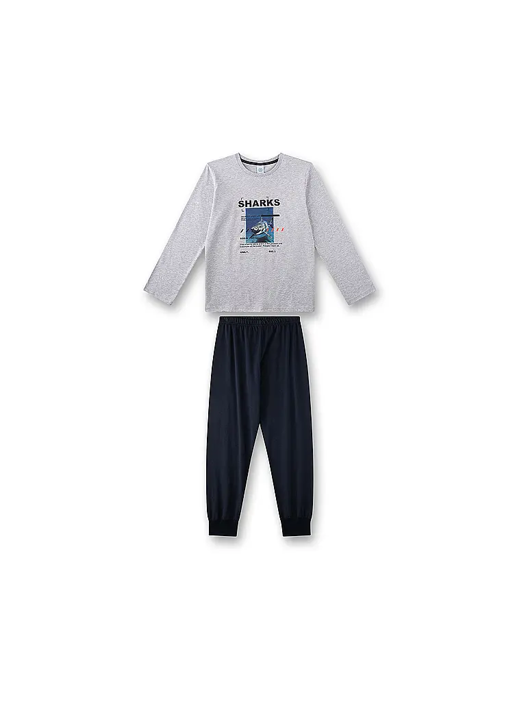 SANETTA | Jungen Pyjama 2-teilig Langarmshirt und Hose | Hellgrau