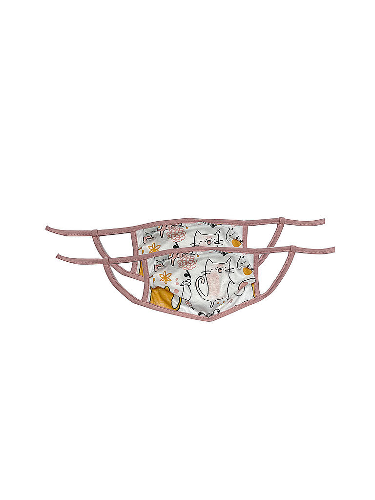 SANETTA | Mädchen Mund-Nasen-Maske 2er Pkg Blumen/Tiere | weiß