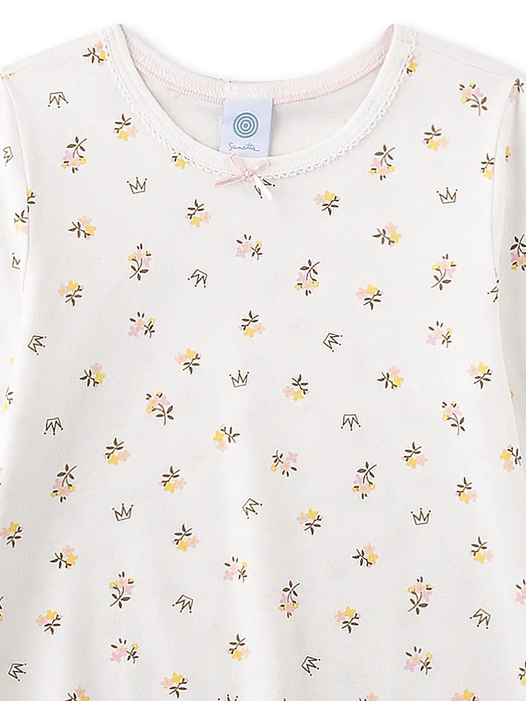 SANETTA | Mädchen Pyjama 2-teilig Langarmshirt und Hose | Creme