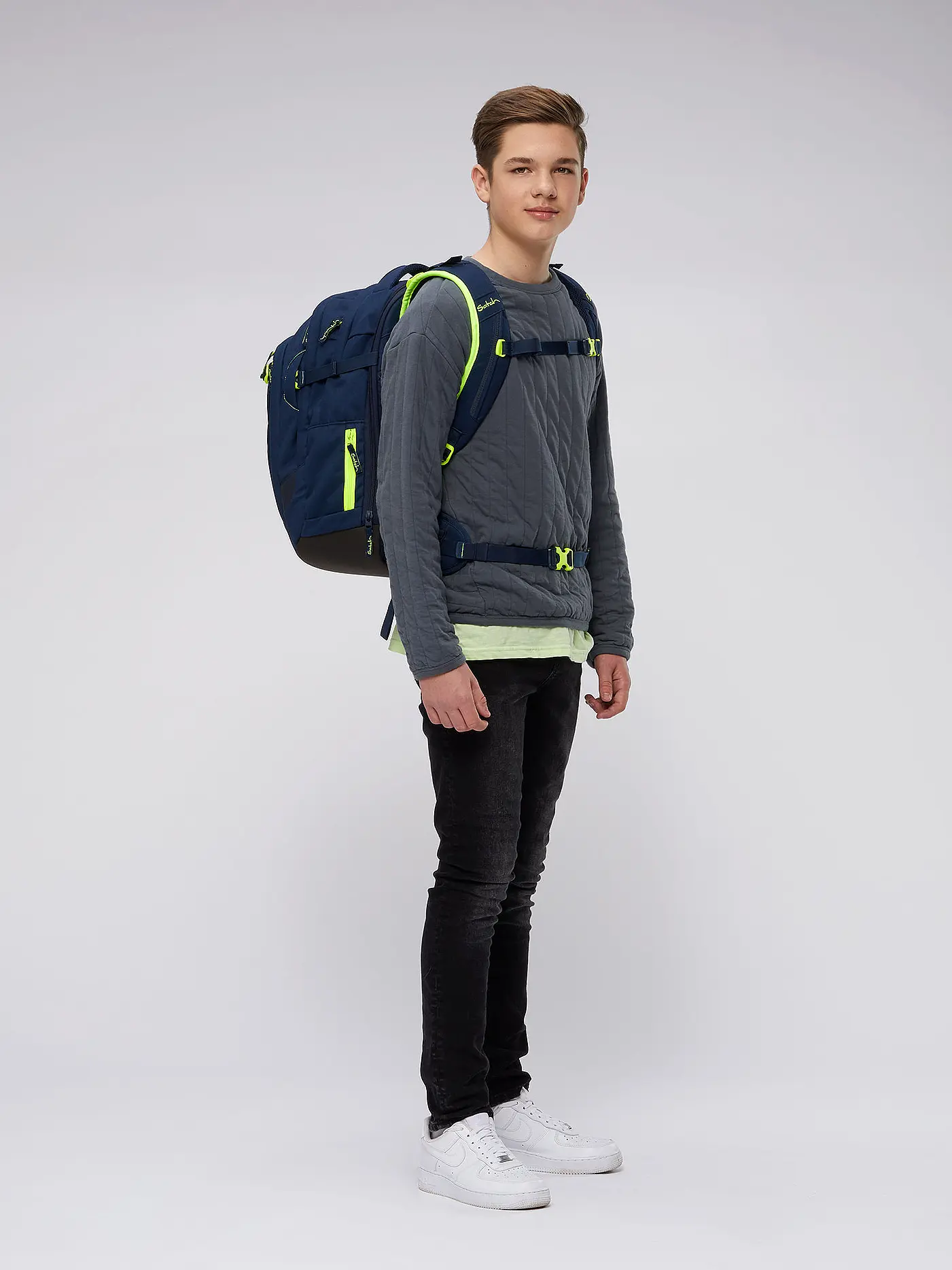 SATCH | Schulrucksack Satch Match Toxic Yellow | dunkelblau
