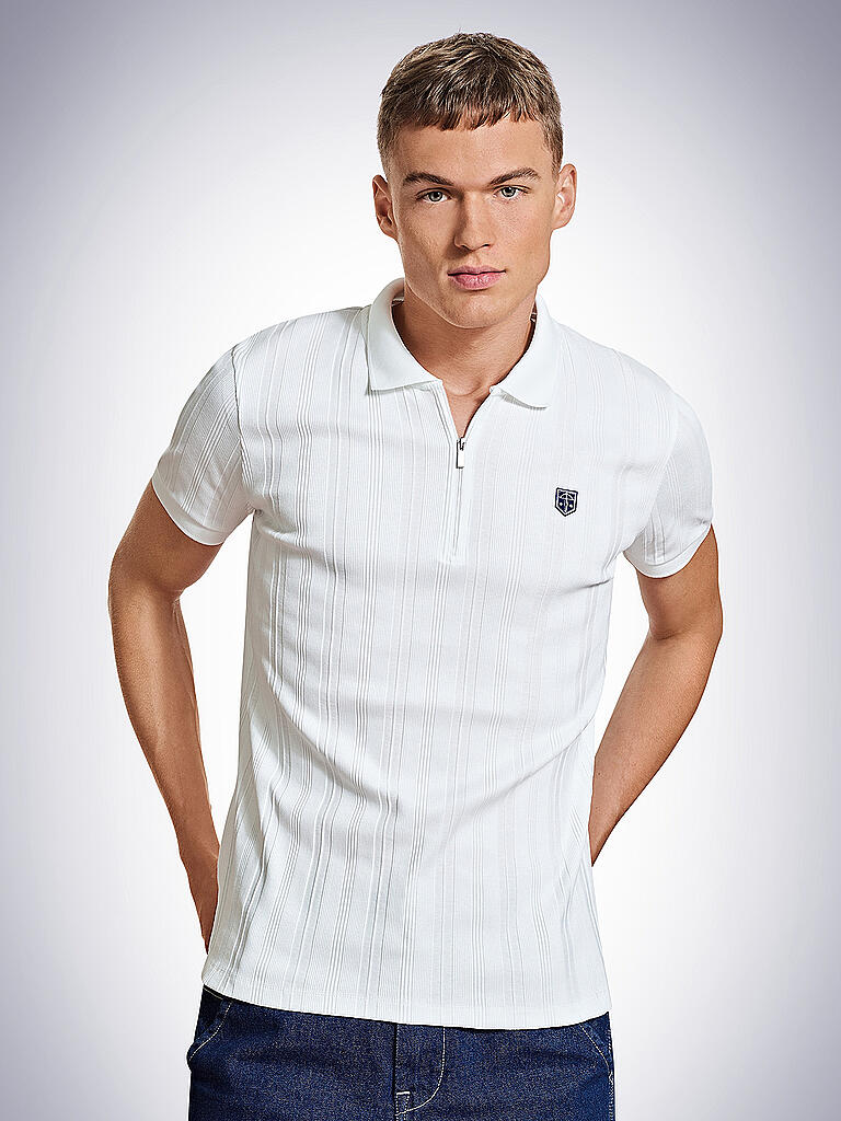 SCHIESSER REVIVAL | Pyjamaoberteil - Poloshirt " Felix " | weiß