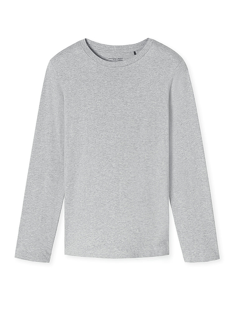SCHIESSER Pyjama Langarmshirt grau-mel grau | 48