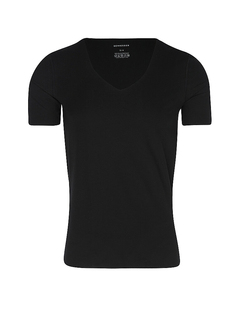 Shirt Interlock seamless kurzarm V-Ausschnitt schwarz - Laser Cut für Herren 78