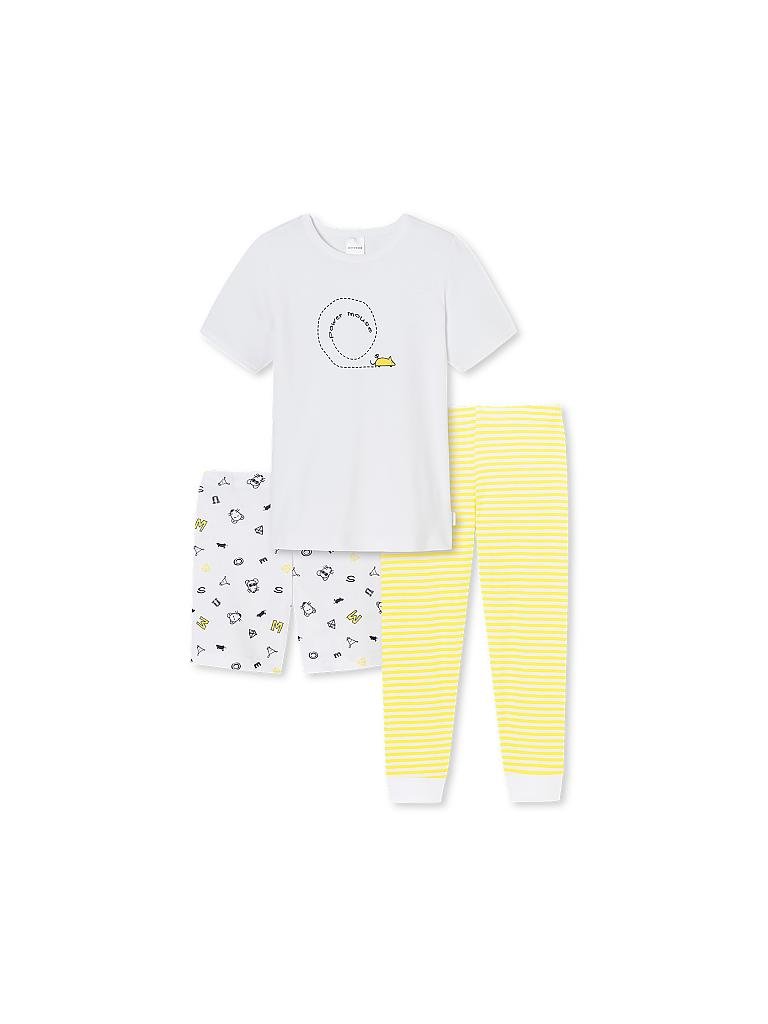 SCHIESSER | Mädchen-Pyjama "Yellow Mouse" | weiß