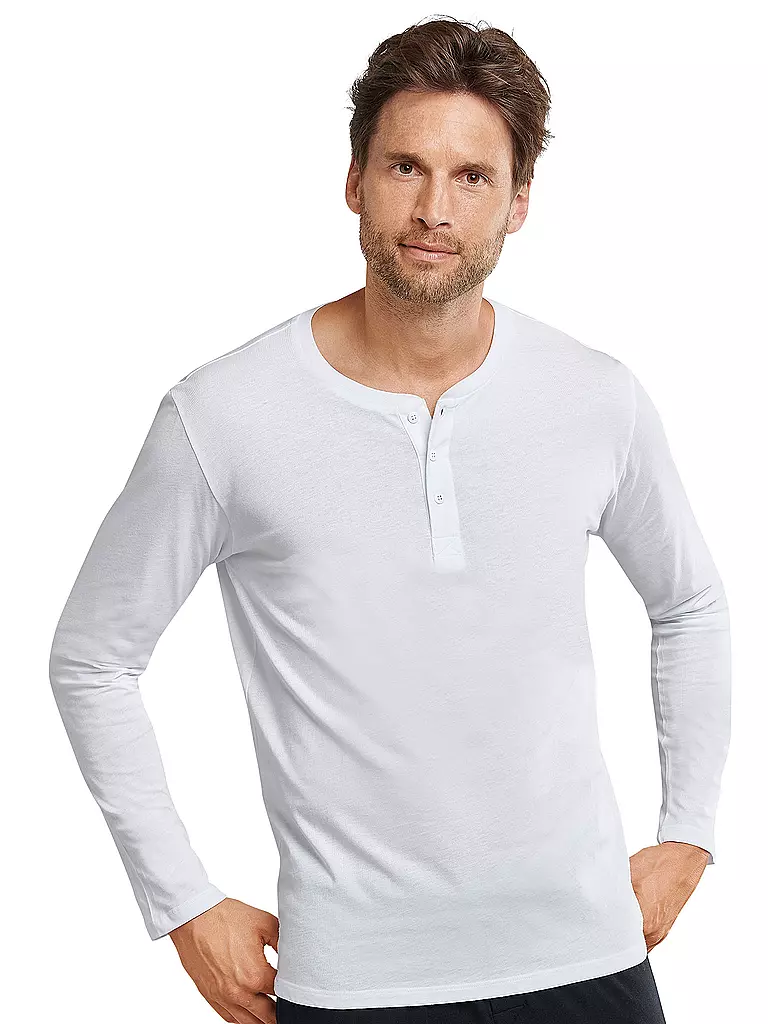 SCHIESSER | Pyjama Langarmshirt Weiss | weiss