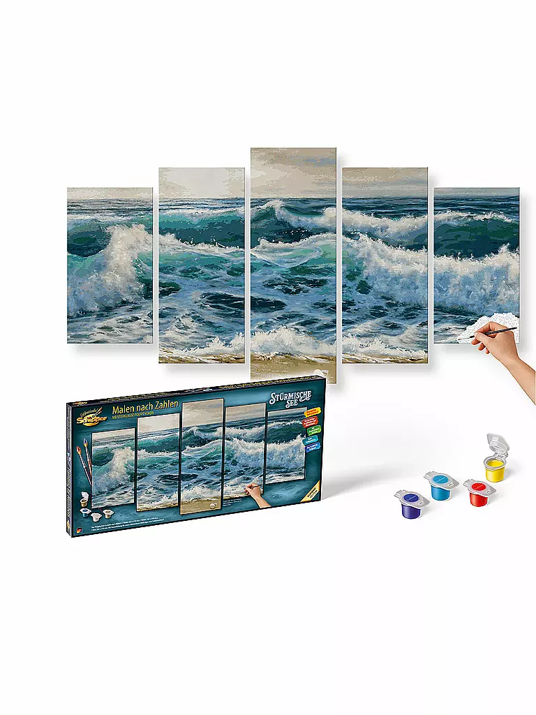 Schipper Pittura A Numeri 'Blütenfeuerwerk' Su Tela, 40x50 Cm, Con 24 Colori Acrilici, Pennello E Istruzioni, Prodotto In Germania