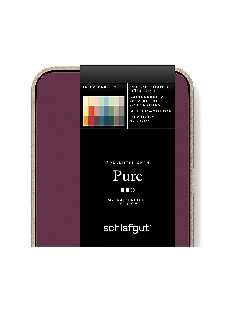 Spannbettlaken SCHLAFGUT PURE Bio-Baumwolle mit Elasthan dehnbar blickdicht straff Bettlaken Laken Gr B L 140-160 cm x 200-220 cm 1 St Jersey 140-160 x 200-220 cm 30 cm lila (purple deep) Laken für Matratzen bis 30cm Höhe in 90x200 140x200 oder 180x200 cm