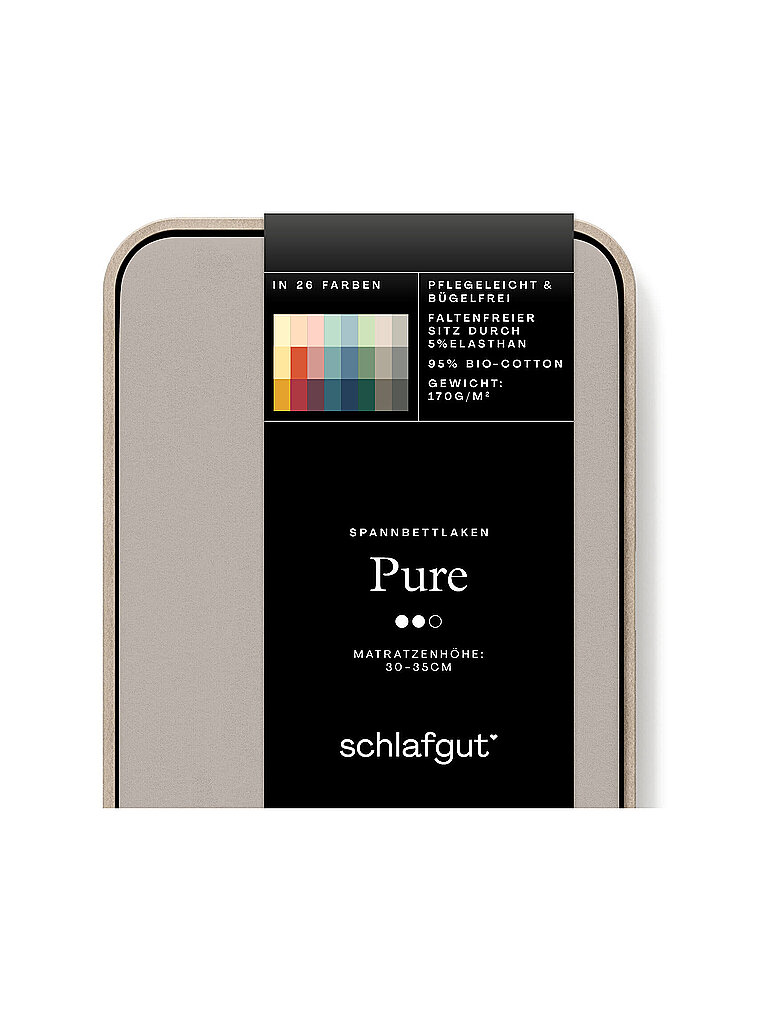 Spannbettlaken SCHLAFGUT PURE Bio-Baumwolle mit Elasthan dehnbar blickdicht straff Bettlaken Laken Gr B L 140-160 cm x 200-220 cm 1 St Jersey 140-160 x 200-220 cm 30 cm beige (sand mid) Laken für Matratzen bis 30cm Höhe in 90x200 140x200 oder 180x200 cm