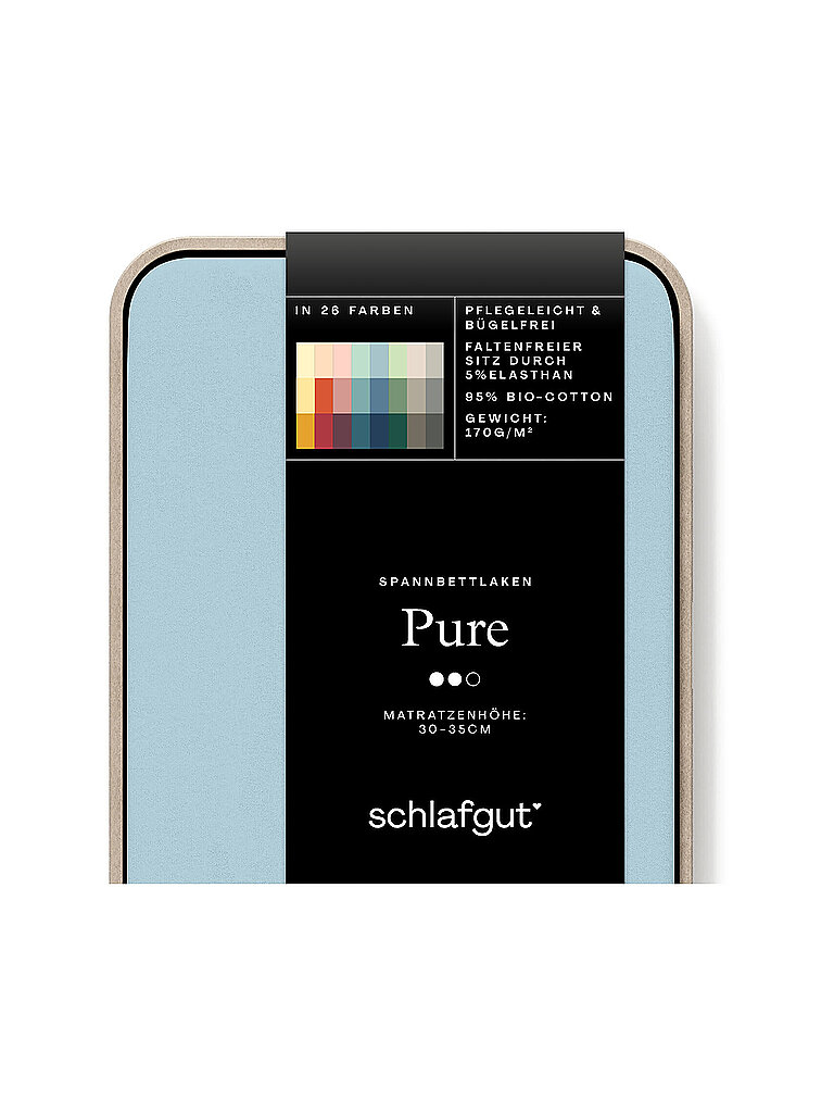 SCHLAFGUT Jersey Spannleintuch PURE 90x200cm Blue Light S hellblau