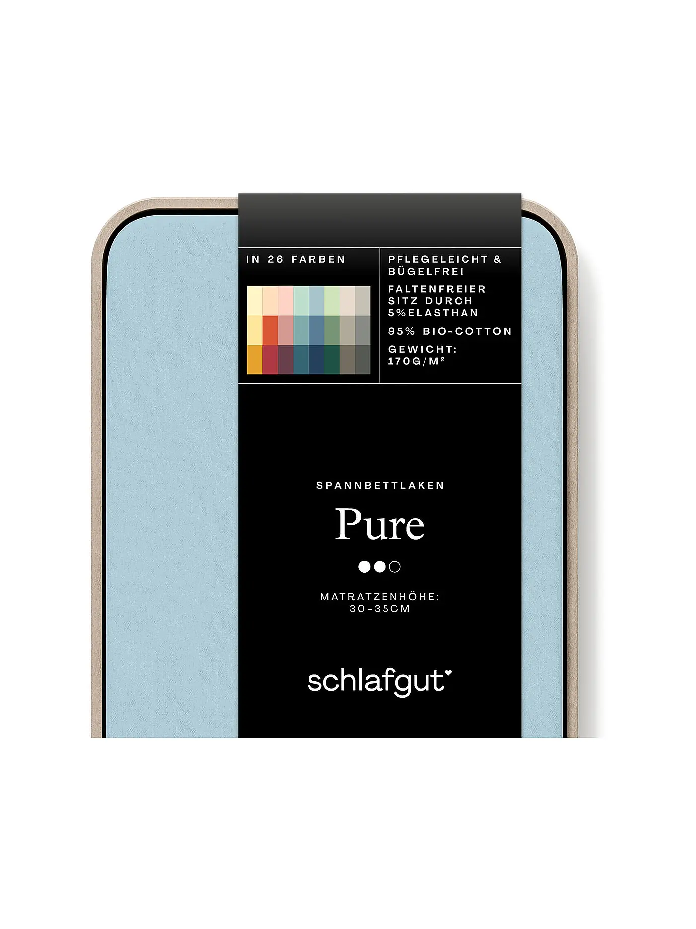 SCHLAFGUT | Jersey Spannleintuch PURE 140x200cm Grey Light L  | hellblau