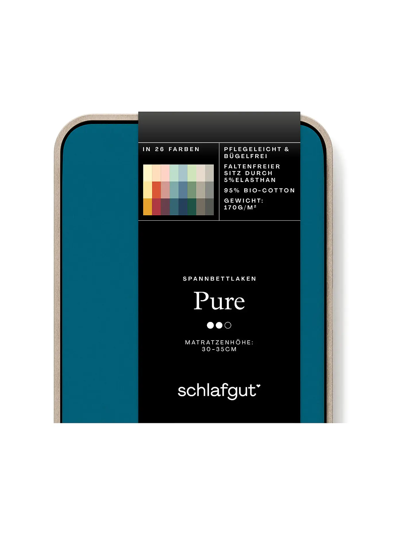 SCHLAFGUT | Jersey Spannleintuch PURE 140x200cm Grey Light L  | petrol
