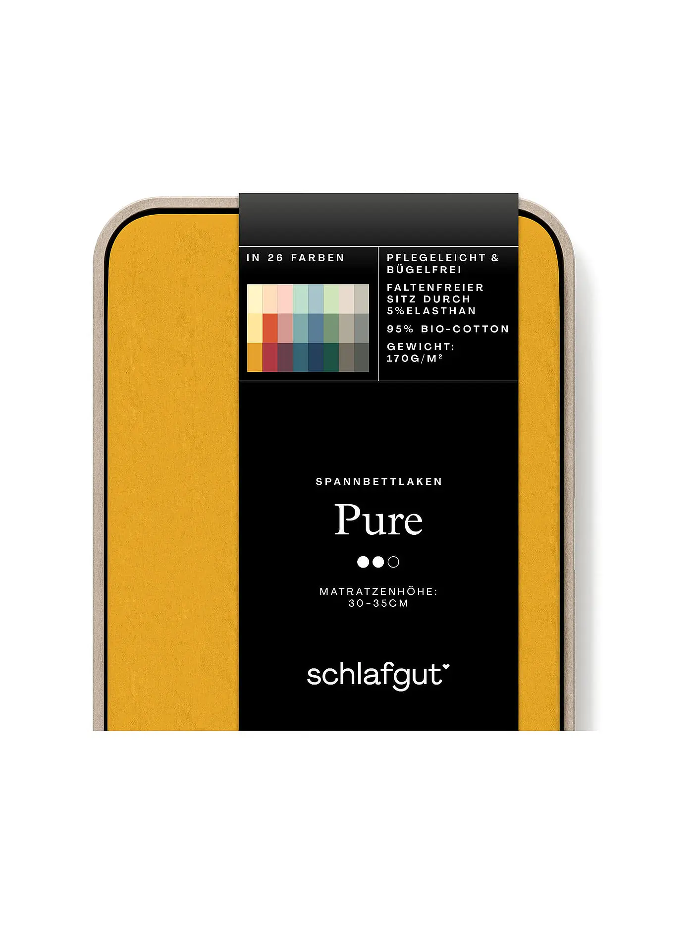 SCHLAFGUT | Jersey Spannleintuch PURE 140x200cm Grey Light L  | gelb