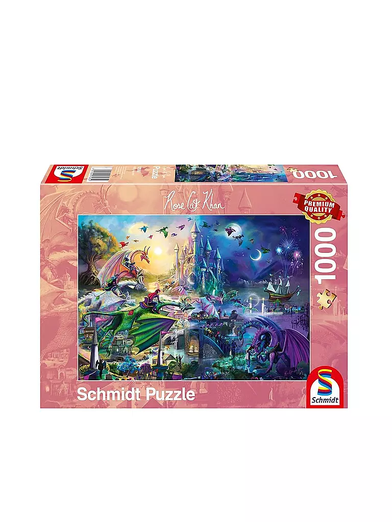 SCHMIDT-SPIELE | Puzzle - Rose Cat Khan: Nächtlicher Drachen-Wettstreit 1000 Teile | keine Farbe