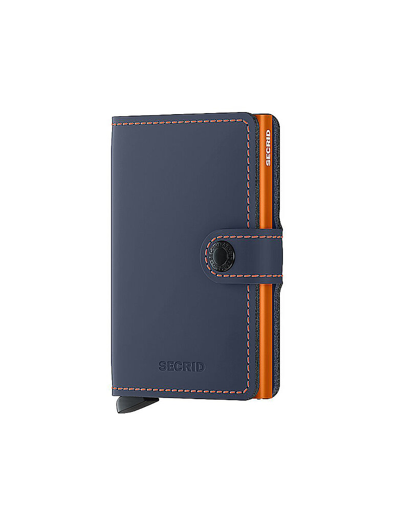 Secrid Miniwallet Kartenetui Nightblue & Orange aus Leder für 4 Karten mit oder 6 Karten ohne Prägung, Maße: 10,2 x 6,5 x 2,1 cm, MM-Nightblue & Orange