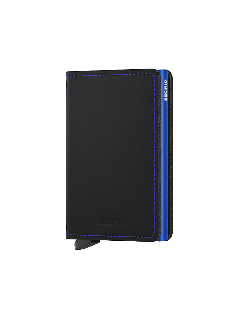 Slimwallet Matte Kreditkartenetui Geldbörse RFID Leder 65 cm black & blue