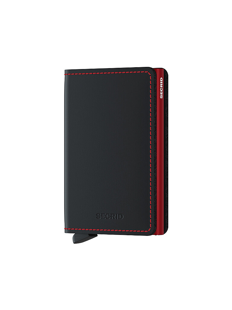 Slimwallet Matte Kreditkartenetui Geldbörse RFID Leder 65 cm black red