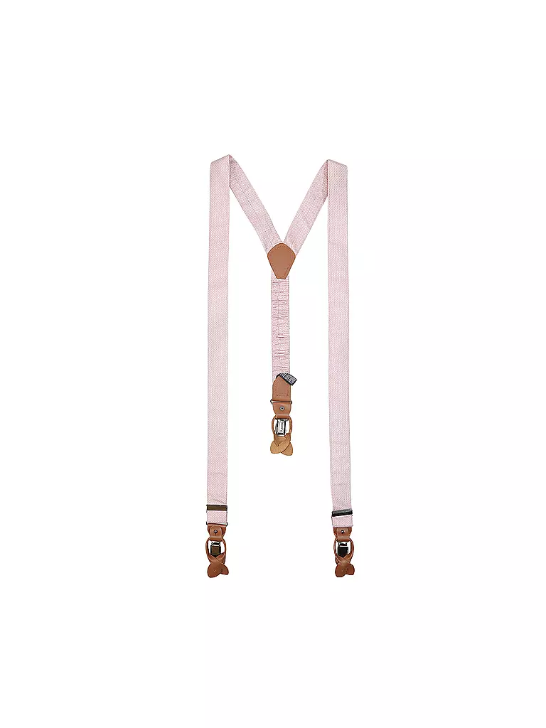 SEIDENFALTER | Hosenträger Set mit Fliege und Knopf-Clips | rosa