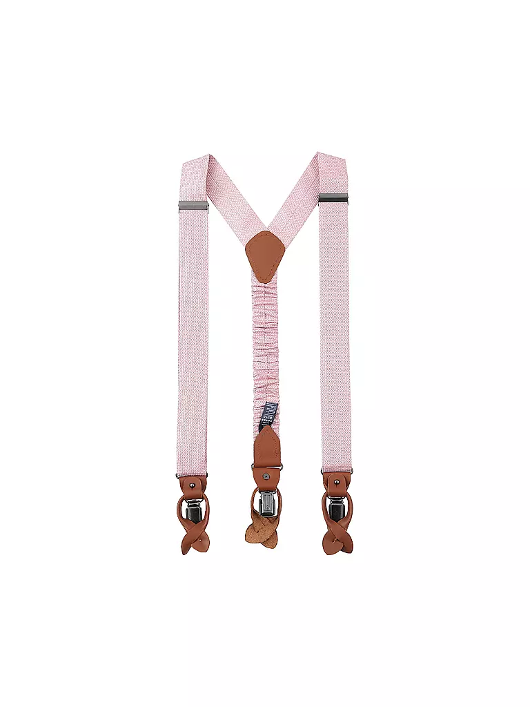 SEIDENFALTER | Hosenträger Set mit Fliege und Knopf-Clips | rosa