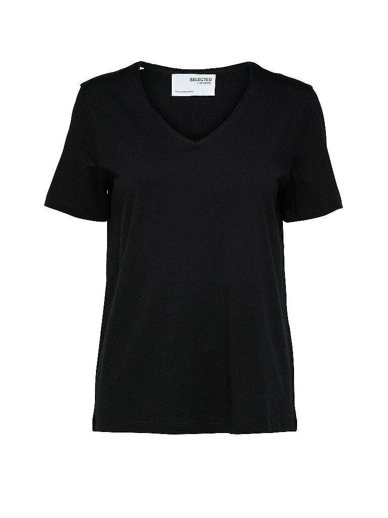 Selected Femme T-Shirt Slfessential Schwarz | L
