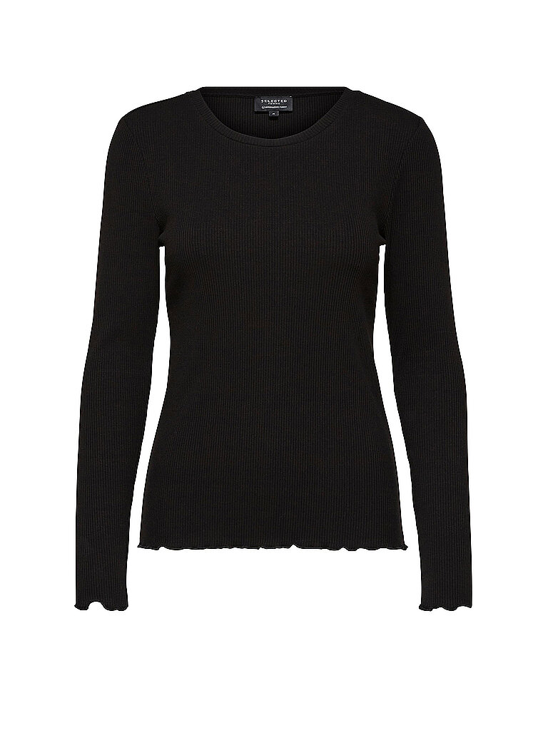 SELECTED CURVE Langarmshirt SLFANNA schwarz | 44