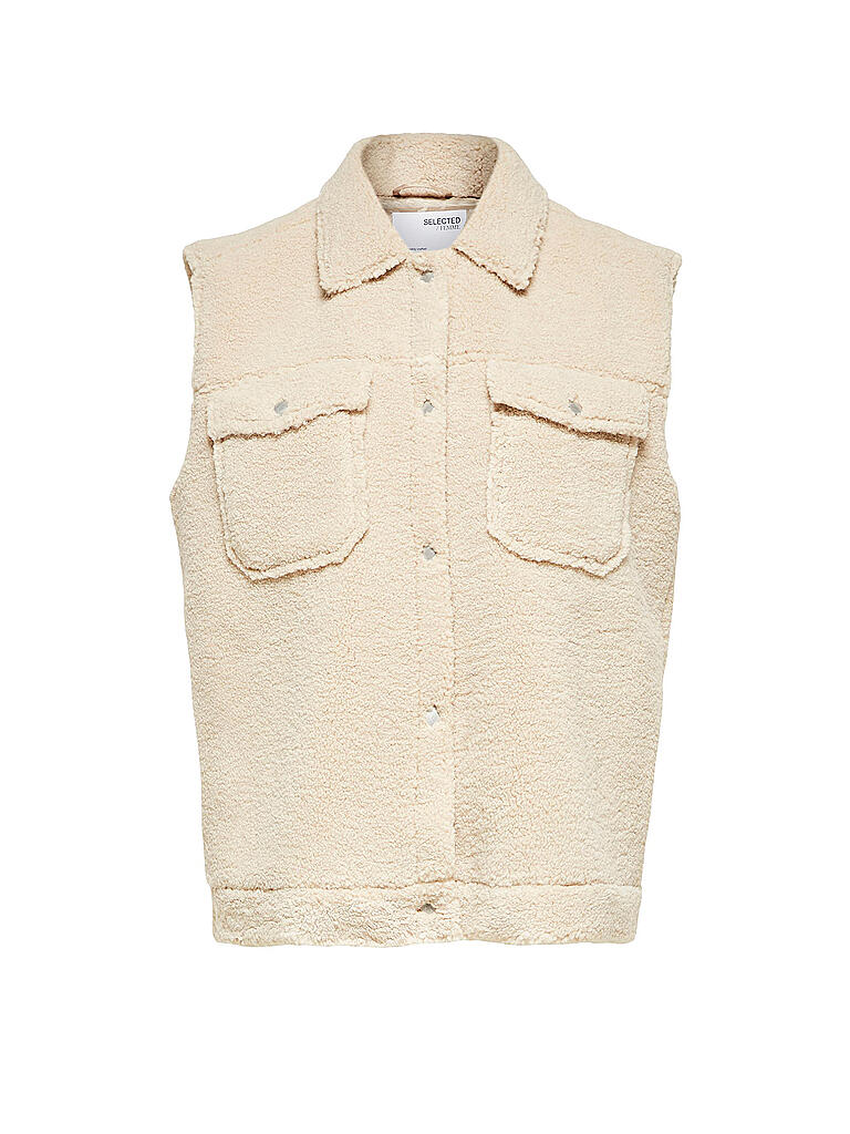SELECTED FEMME | Gilet - Weste in Felloptik SLFJANY  | beige