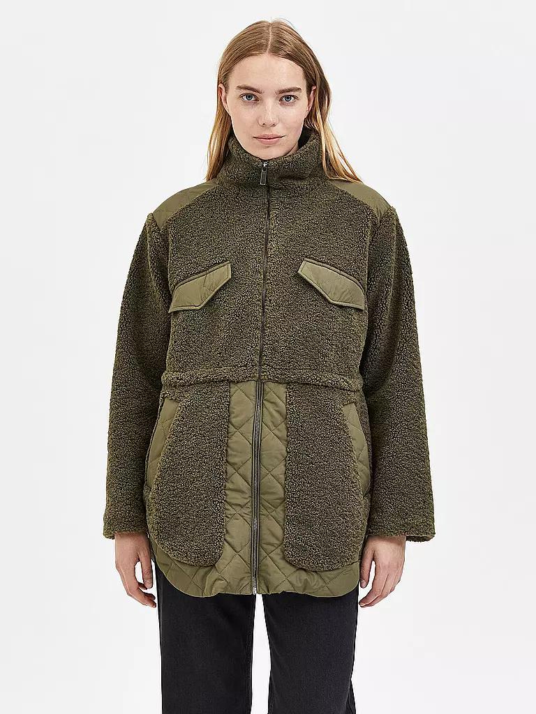 SELECTED FEMME | Jacke in Felloptik SLFRUBA  | olive