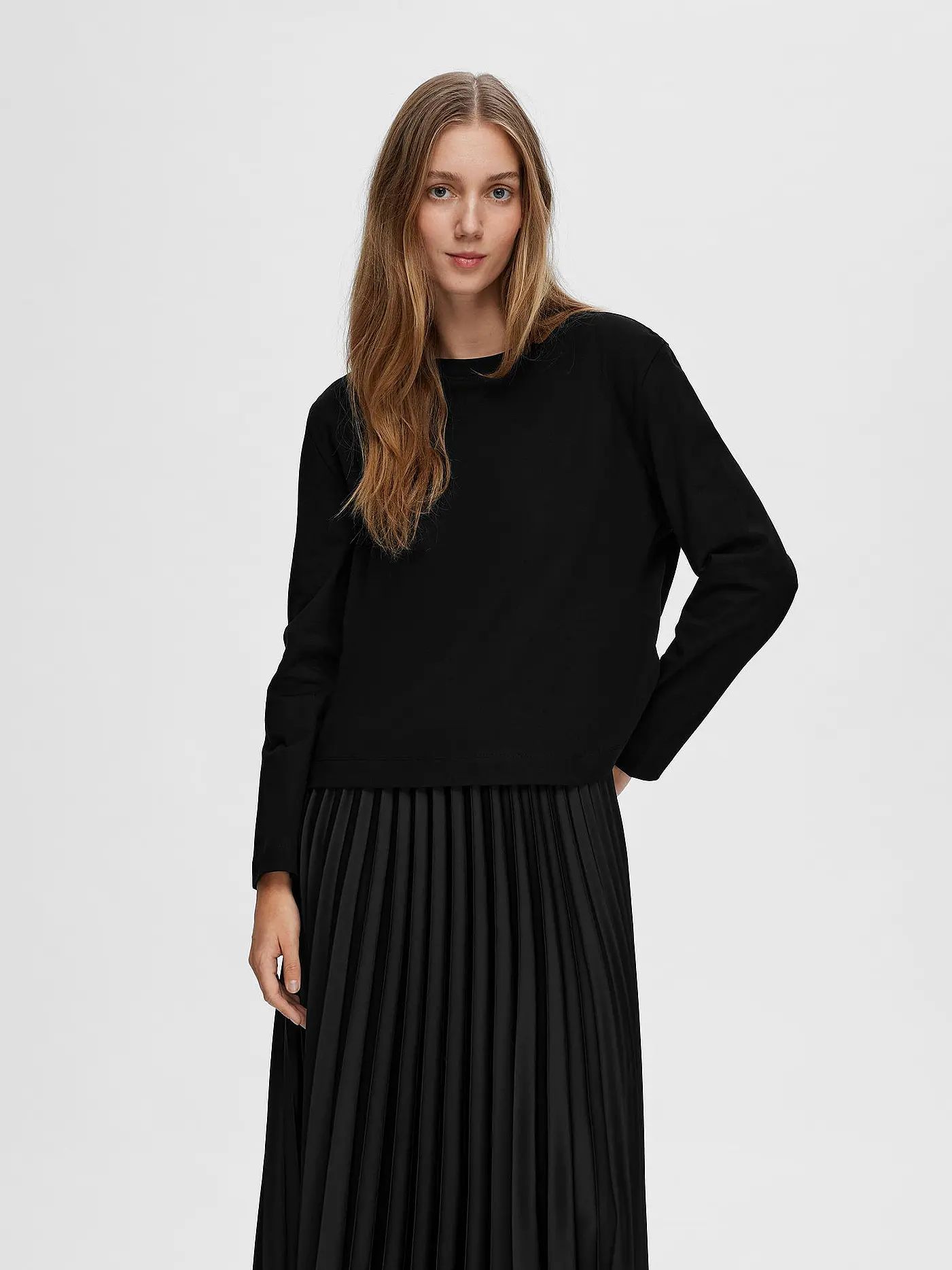 SELECTED FEMME | Langarmshirt SLFESSENTIAL | schwarz