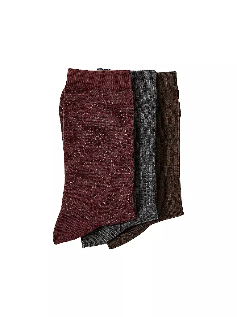 SELECTED FEMME | Socken SLFESTHER 3er Pkg. fig | dunkelrot