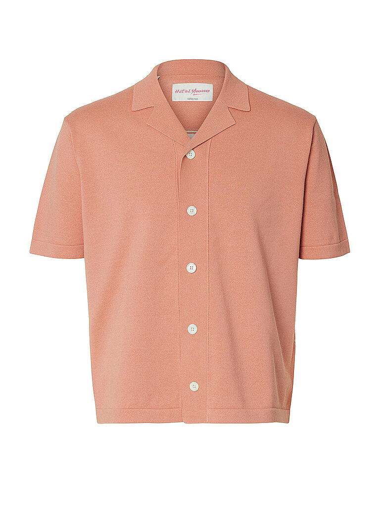 T-Shirt Selected Homme amour intarsia entspannt polo cardigan - pink