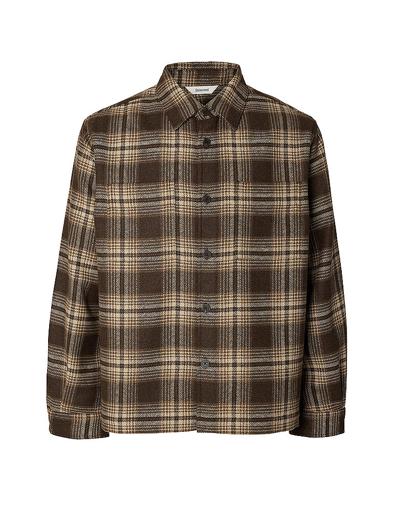SLMOLE PABLO WOOL BLEND OVERSHIRT N, Delicioso/Brown + Birch