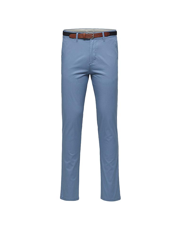 SELECTED | Chino mit Gürtel "Slim SHHYARD" (Blue Shadow) | blau