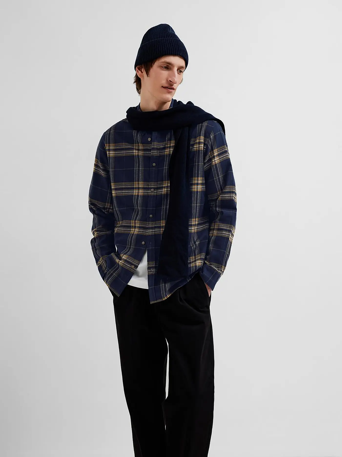 SELECTED | Flanellhemd Slim Fit SLHSLIMOWEN | dunkelblau