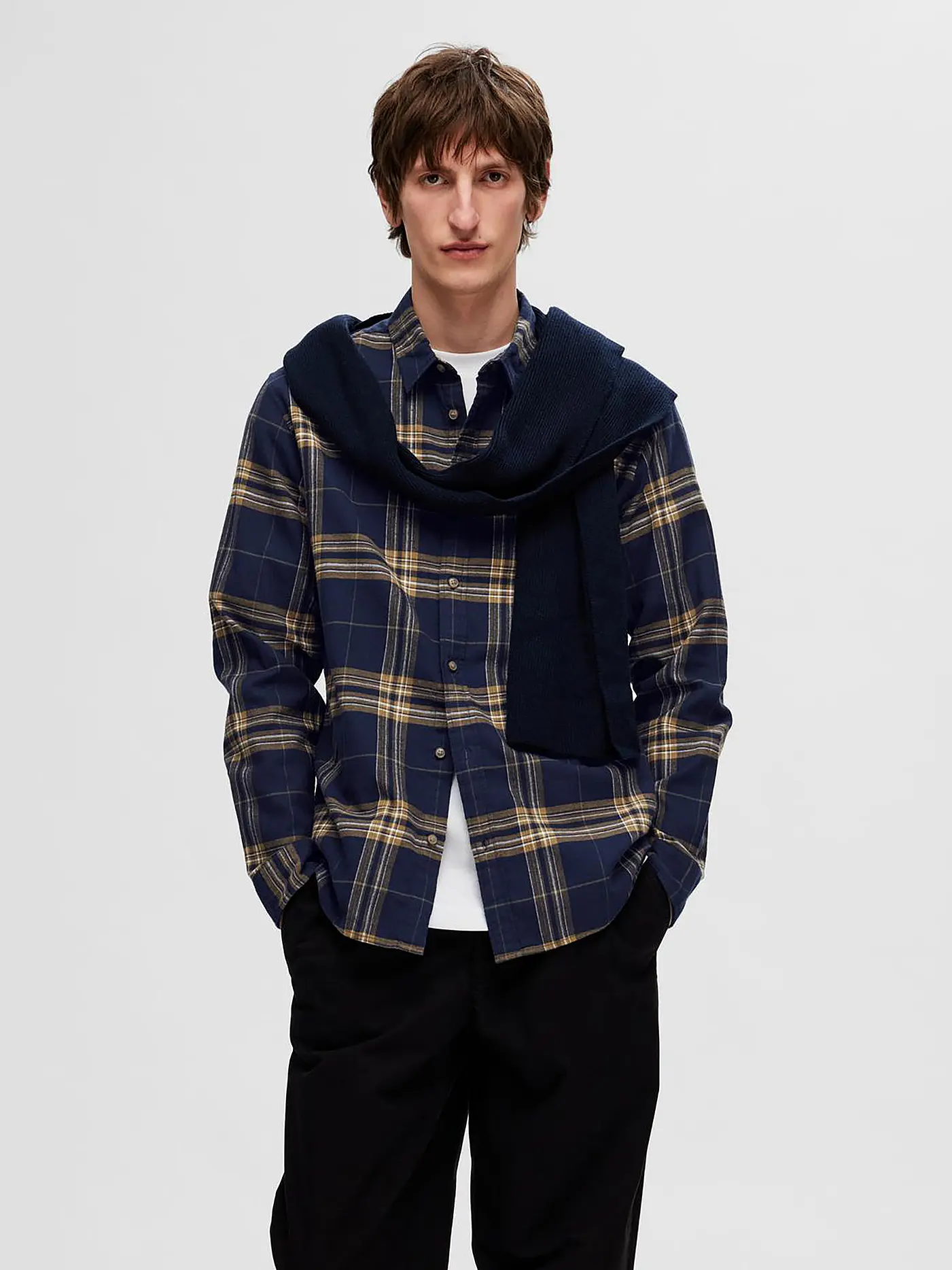SELECTED | Flanellhemd Slim Fit SLHSLIMOWEN | dunkelblau