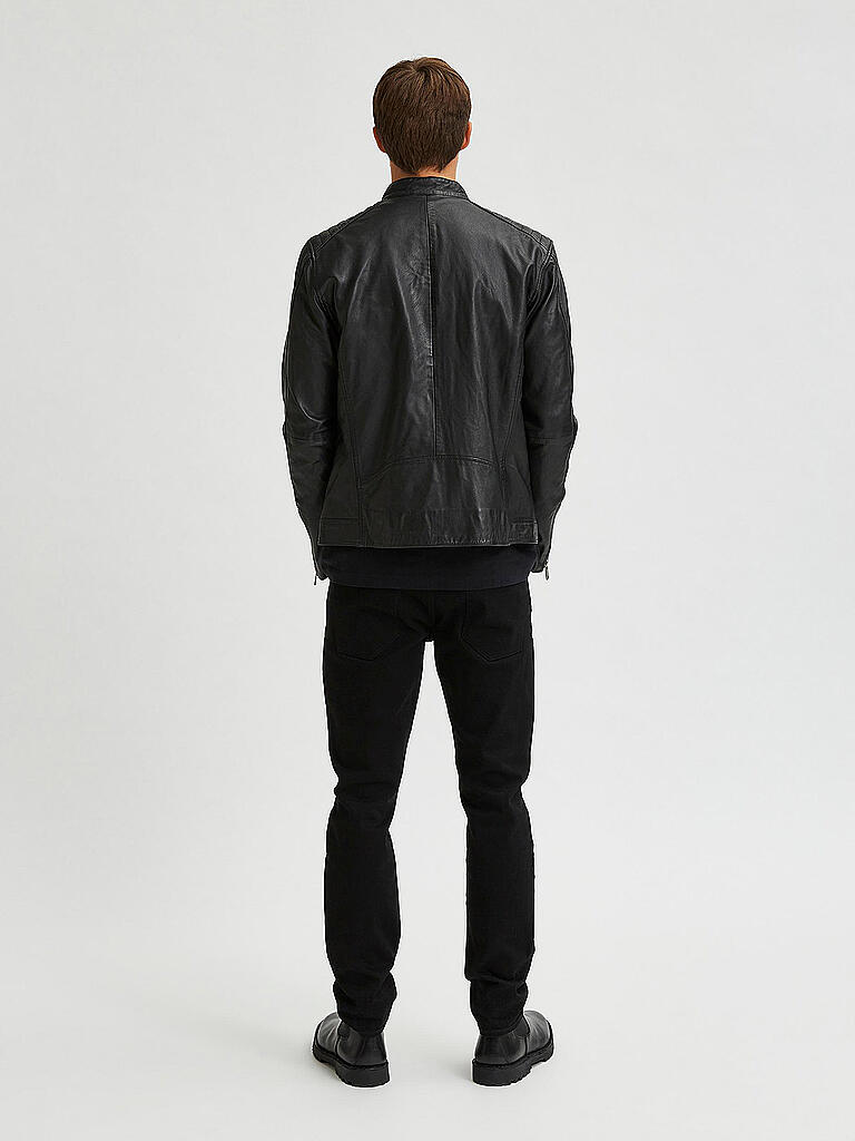 SELECTED | Lederjaccke " SLHICONIC  " | schwarz