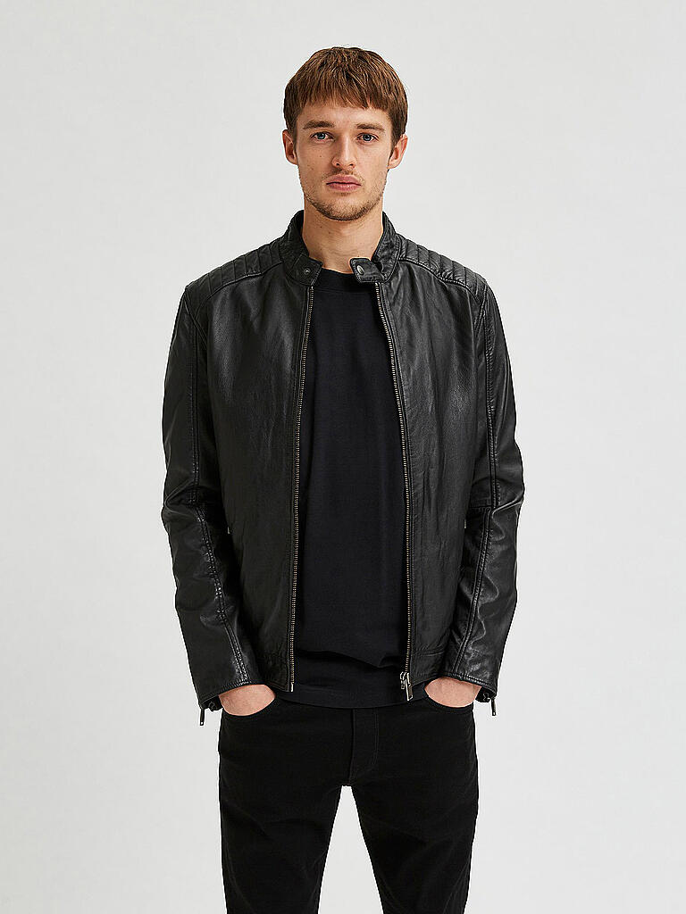 SELECTED | Lederjaccke " SLHICONIC  " | schwarz