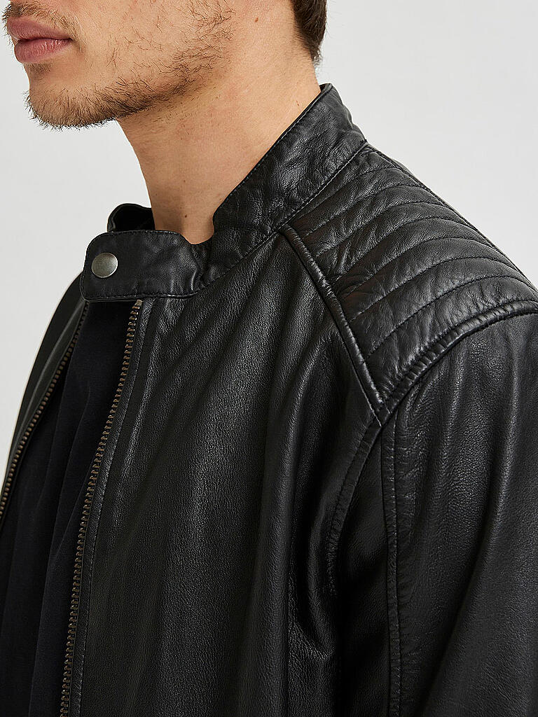 SELECTED | Lederjaccke " SLHICONIC  " | schwarz