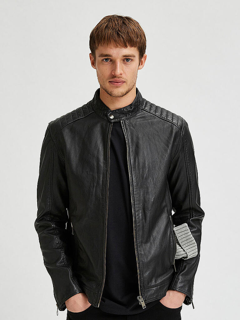 SELECTED | Lederjaccke " SLHICONIC  " | schwarz