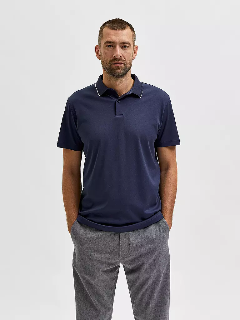 SELECTED | Poloshirt SLHLEROY COOLMAX | hellblau