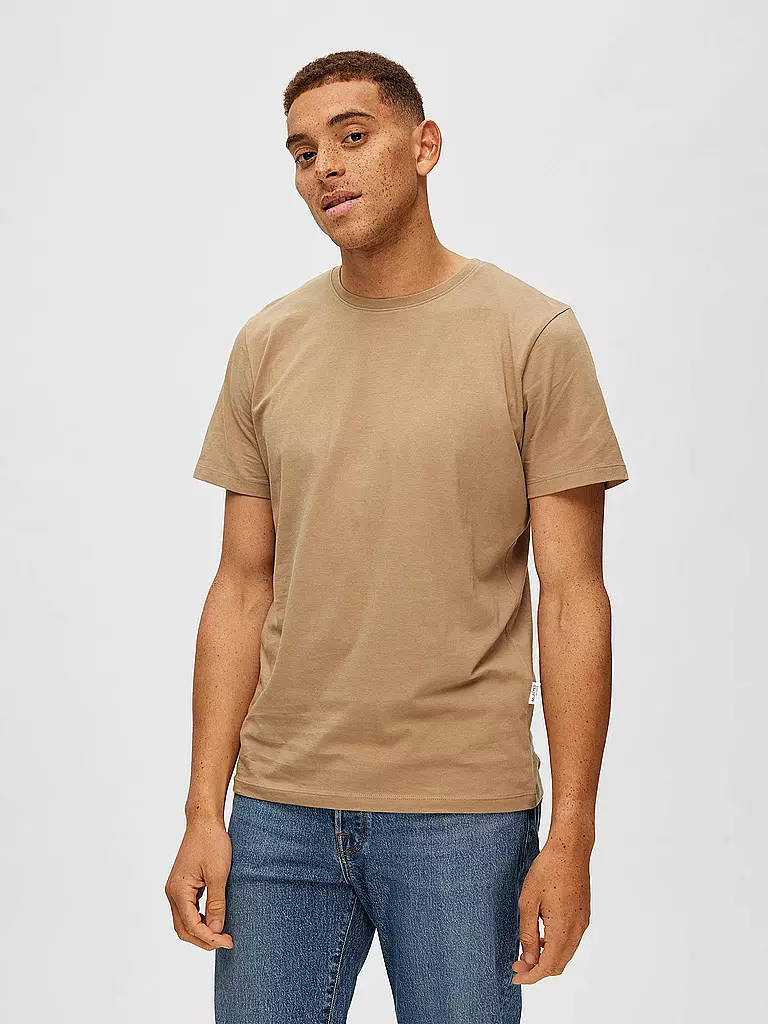 SELECTED | T-Shirt SLHASPEN  | beige