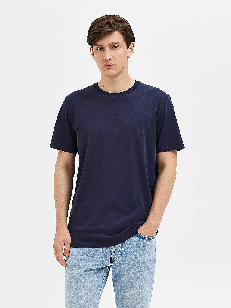 SELECTED | T-Shirt SLHASPEN  | blau