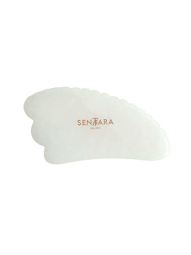 SENTARA Massagestein - Gua Sha Horn mit Zähnen Weisse Jade weiss